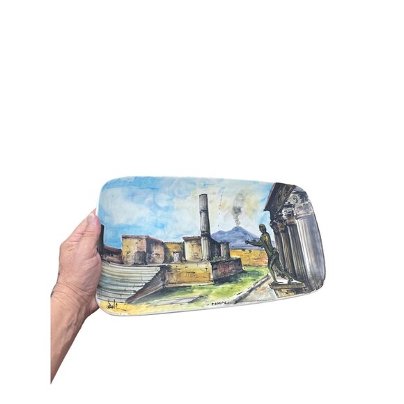 Italain Pompei Ceramic Signed Handpainted Wall Tray Platter SKu 9529 - Picture 10 of 10